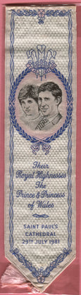 Marriage of Charles & Diana – 1981. Cash's Woven Bookmark. 
